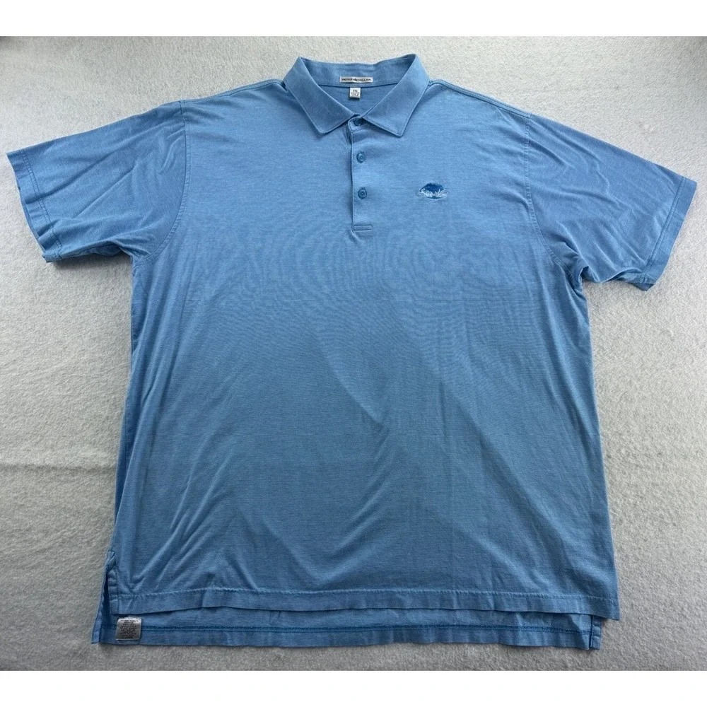 Peter Millar Mens Polo Shirt Size XXL Light Blue 100% Cotton Shadow‎ Wood Logo